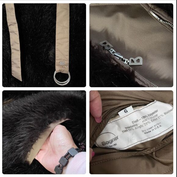 Bogner Reversible Faux Fur Quilted Trench Coat Sz 6 - Picture 14 of 15